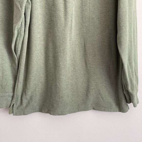 LL Bean Mens Thermal Waffle Knit Henley Shirt Size Large TALL Green Cotton - Picture 4 of 9